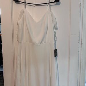 Soieblu Cream Halter Dress with off shoulder sleeve